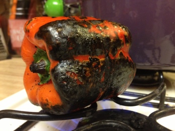 Roasting A Red Bell Pepper On A Gas Stovetop